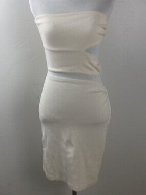 Heather by Bordeaux Ribbed Cream Mini Dress s